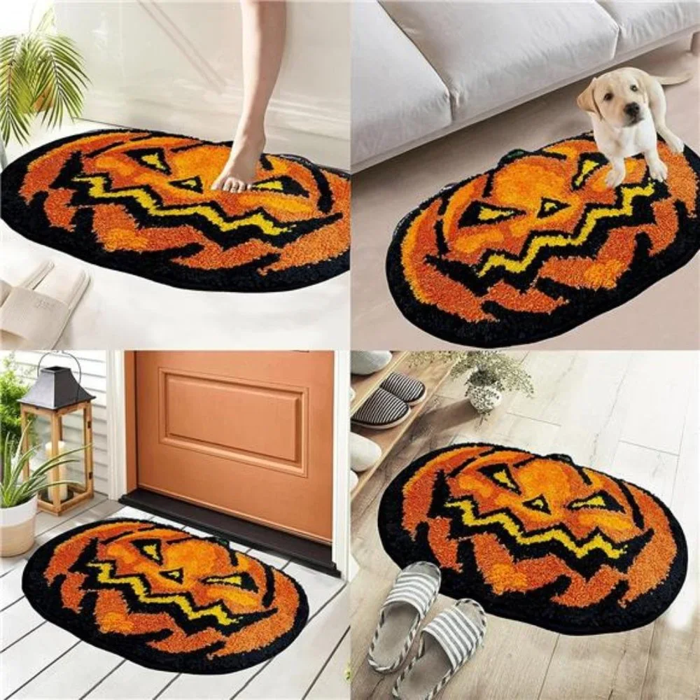 Halloween Decorations Cute Decor Bathroom Rugs, Pumpkin Bath NonSlip Mats